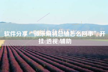 软件分享“微乐麻将总输怎么回事”开挂(透视)辅助