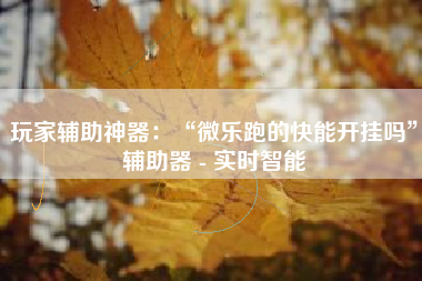 玩家辅助神器：“微乐跑的快能开挂吗”辅助器 - 实时智能