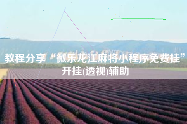 教程分享“微乐龙江麻将小程序免费挂	”开挂(透视)辅助