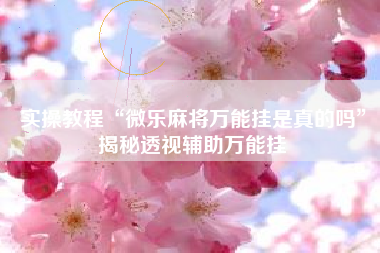 实操教程“微乐麻将万能挂是真的吗”揭秘透视辅助万能挂