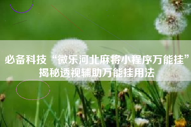 必备科技“微乐河北麻将小程序万能挂	”揭秘透视辅助万能挂用法