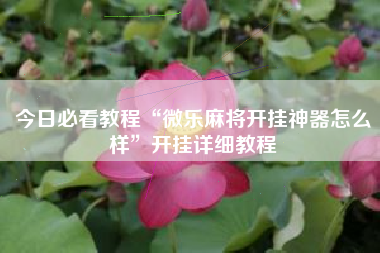 今日必看教程“微乐麻将开挂神器怎么样	”开挂详细教程