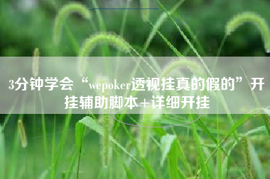 3分钟学会“wepoker透视挂真的假的	”开挂辅助脚本+详细开挂