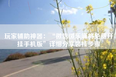 玩家辅助神器：“微信微乐麻将免费开挂手机版”详细分享装挂步骤