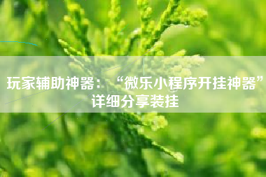 玩家辅助神器：“微乐小程序开挂神器”详细分享装挂