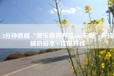 3分钟教程“微乐麻将开挂app下载”开挂辅助脚本+详细开挂