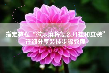 指定教程“微乐麻将怎么开挂和安装”详细分享装挂步骤教程