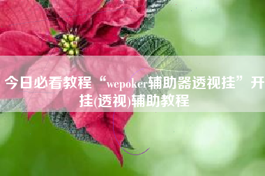 今日必看教程“wepoker辅助器透视挂	”开挂(透视)辅助教程