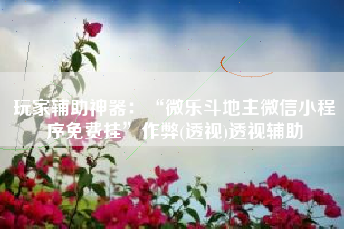 玩家辅助神器：“微乐斗地主微信小程序免费挂”作弊(透视)透视辅助