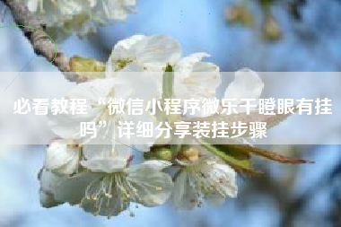 必看教程“微信小程序微乐干瞪眼有挂吗”详细分享装挂步骤