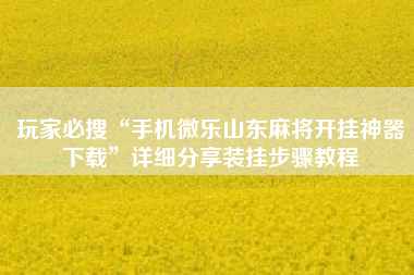玩家必搜“手机微乐山东麻将开挂神器下载”详细分享装挂步骤教程