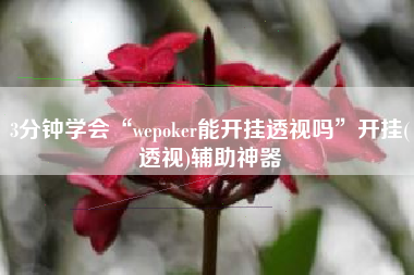 3分钟学会“wepoker能开挂透视吗”开挂(透视)辅助神器