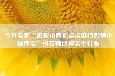 今日实测“微乐山西扣点点麻将微信小程序挂”科技辅助神器手机版