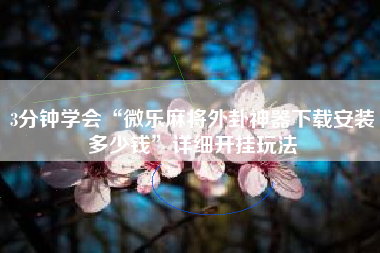 3分钟学会“微乐麻将外卦神器下载安装多少钱	”详细开挂玩法