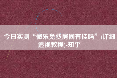 今日实测“微乐免费房间有挂吗”(详细透视教程)-知乎