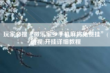 玩家必搜“微乐家乡手机麻将免费挂”(透视)开挂详细教程