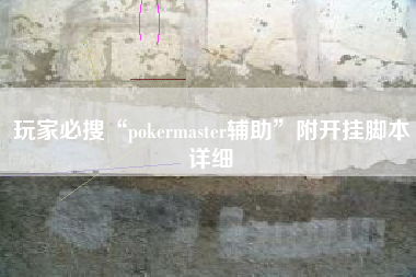玩家必搜“pokermaster辅助	”附开挂脚本详细
