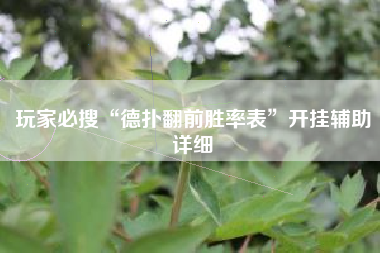 玩家必搜“德扑翻前胜率表”开挂辅助详细