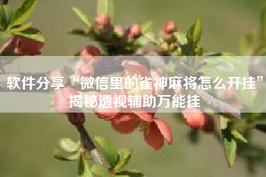 软件分享“微信里的雀神麻将怎么开挂”揭秘透视辅助万能挂
