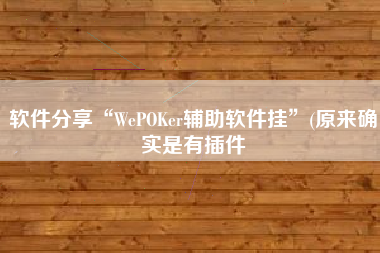 软件分享“WePOKer辅助软件挂	”(原来确实是有插件