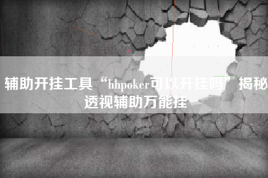辅助开挂工具“hhpoker可以开挂吗	”揭秘透视辅助万能挂