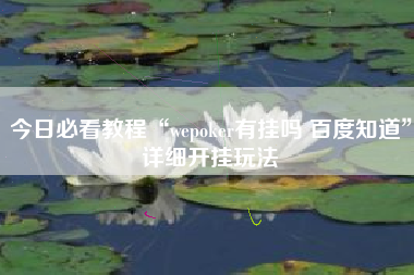 今日必看教程“wepoker有挂吗 百度知道”详细开挂玩法