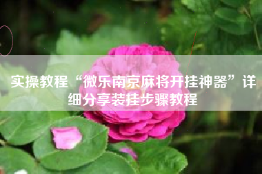 实操教程“微乐南京麻将开挂神器”详细分享装挂步骤教程