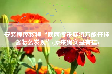 安装程序教程“陕西微乐麻将万能开挂器怎么发现”(原来确实是有挂)