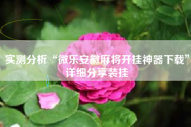 实测分析“微乐安徽麻将开挂神器下载	”详细分享装挂