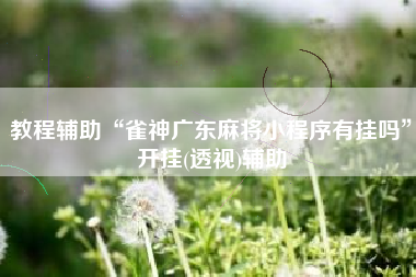 教程辅助“雀神广东麻将小程序有挂吗”开挂(透视)辅助