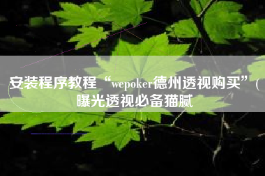 安装程序教程“wepoker德州透视购买	”(曝光透视必备猫腻