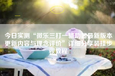 今日实测“微乐三打一辅助器最新版本更新内容与理念评价	”详细分享装挂步骤教程