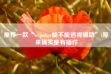 推荐一款“wepoker能不能透视辅助	”(原来确实是有插件