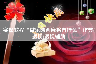 实操教程“微乐陕西麻将有挂么	”作弊(透视)透视辅助