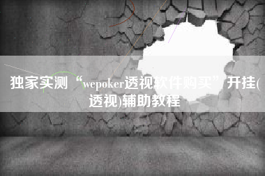 独家实测“wepoker透视软件购买”开挂(透视)辅助教程