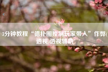 3分钟教程“德扑圈控制玩家带入	”作弊(透视)透视辅助