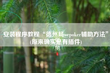 安装程序教程“德州局wepoker辅助方法”(原来确实是有插件)