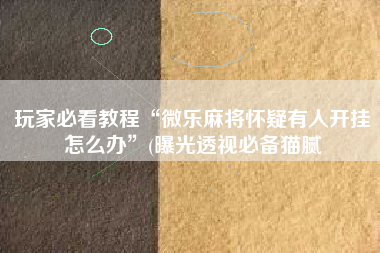 玩家必看教程“微乐麻将怀疑有人开挂怎么办”(曝光透视必备猫腻