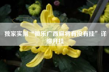 独家实测“微乐广西麻将有没有挂”详细开挂