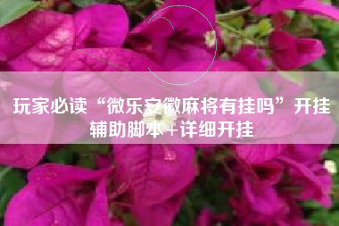 玩家必读“微乐安徽麻将有挂吗”开挂辅助脚本+详细开挂