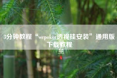 3分钟教程“wepoker透视挂安装”通用版下载教程