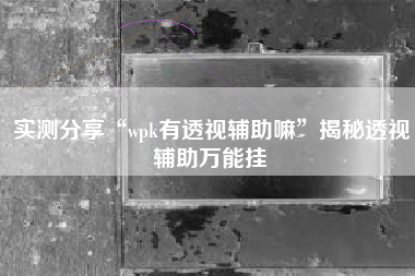 实测分享“wpk有透视辅助嘛	”揭秘透视辅助万能挂