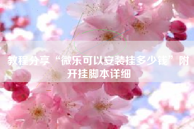 教程分享“微乐可以安装挂多少钱	”附开挂脚本详细