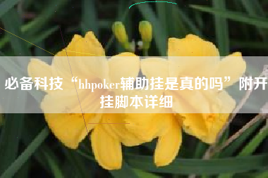 必备科技“hhpoker辅助挂是真的吗”附开挂脚本详细