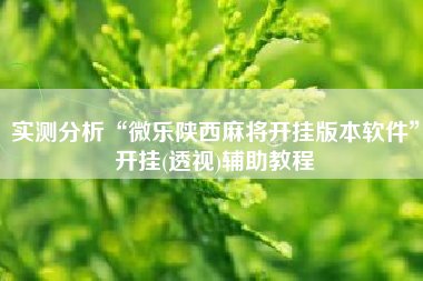 实测分析“微乐陕西麻将开挂版本软件”开挂(透视)辅助教程