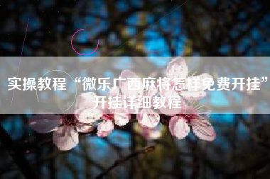 实操教程“微乐广西麻将怎样免费开挂”开挂详细教程