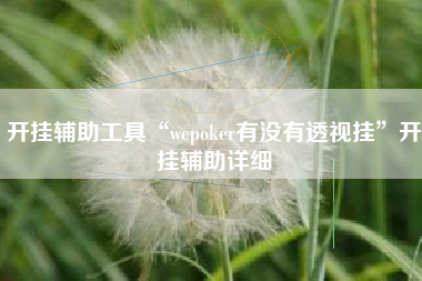 开挂辅助工具“wepoker有没有透视挂	”开挂辅助详细