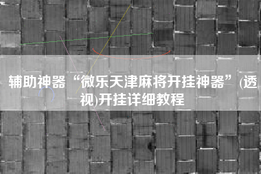 辅助神器“微乐天津麻将开挂神器”(透视)开挂详细教程