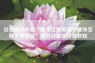 安装程序教程“微乐江西麻将小程序怎样免费开挂”附开挂脚本详细教程