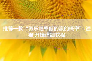 推荐一款“微乐胜率低的赢的概率	”(透视)开挂详细教程